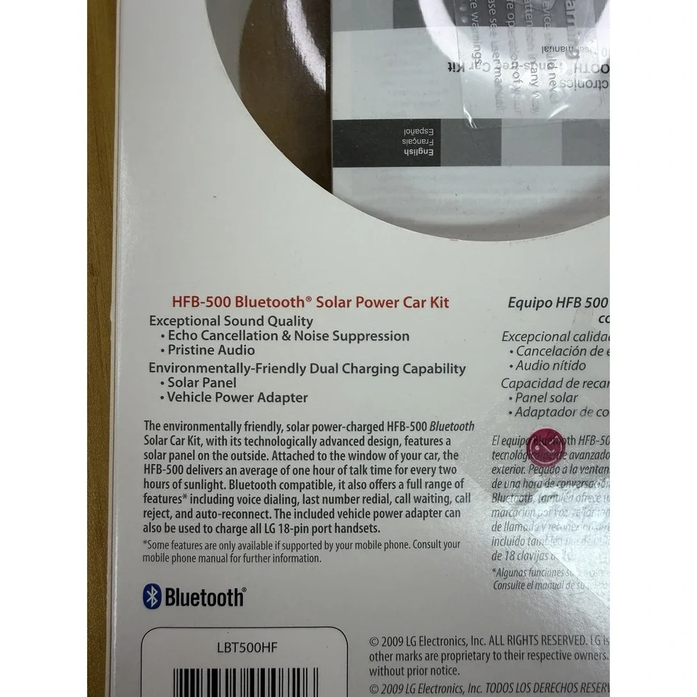 LG HFB-500 Bluetooth Solar Powered Hands-Free Car Kit